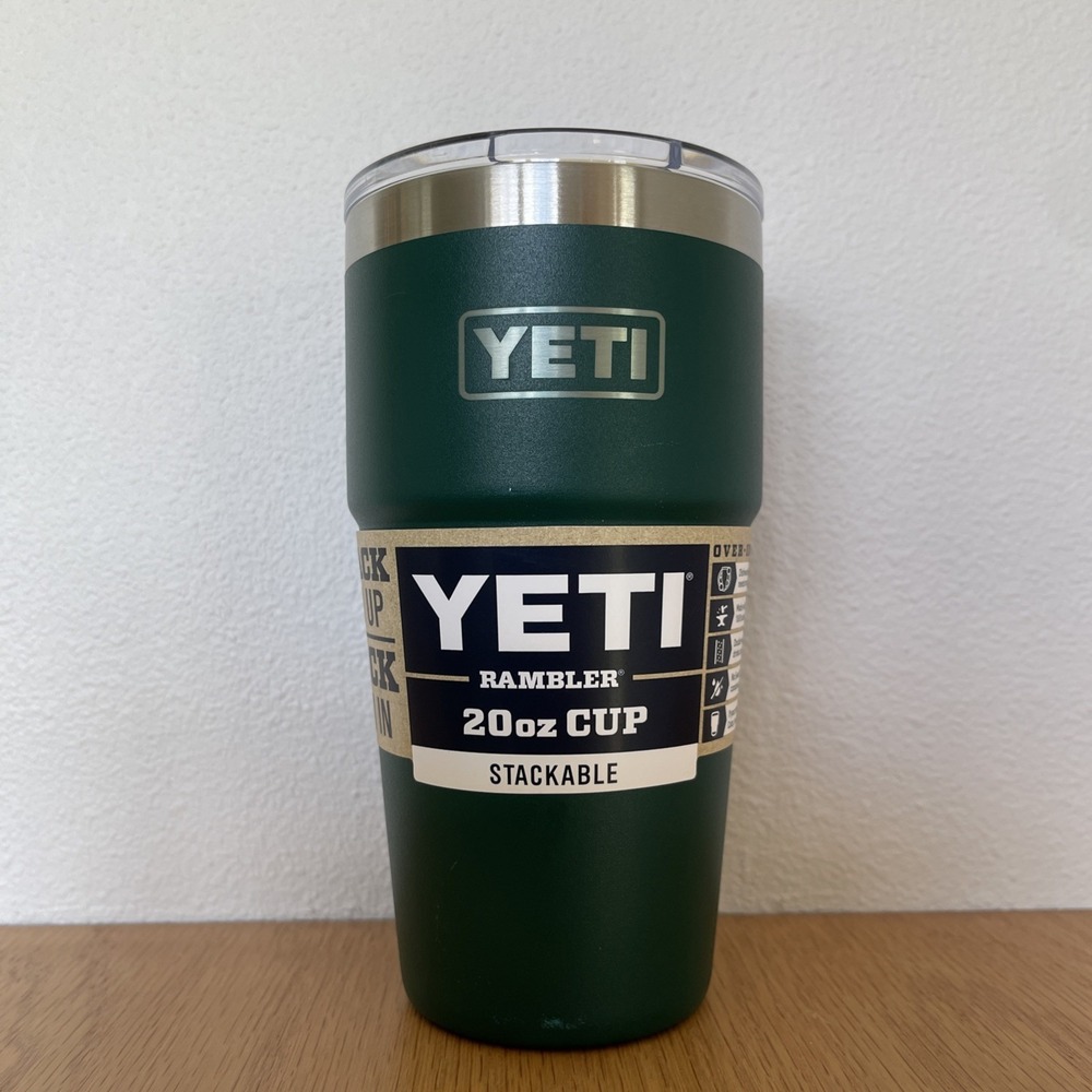 Yeti Rambler 20oz Cup Stackable w/Magslider Lid Color: Black Forest Green
